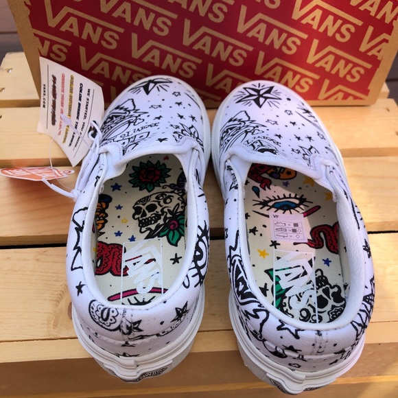 NWB- Rare VANS (U-COLOR) tattoo slip-on 🖍✒️ - Picture 6 of 8